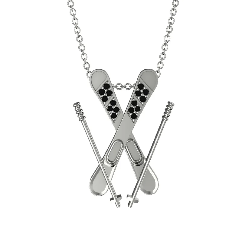 Luxury Heart Necklaces-Skis Black Diamond Necklace - Zachary No. 9