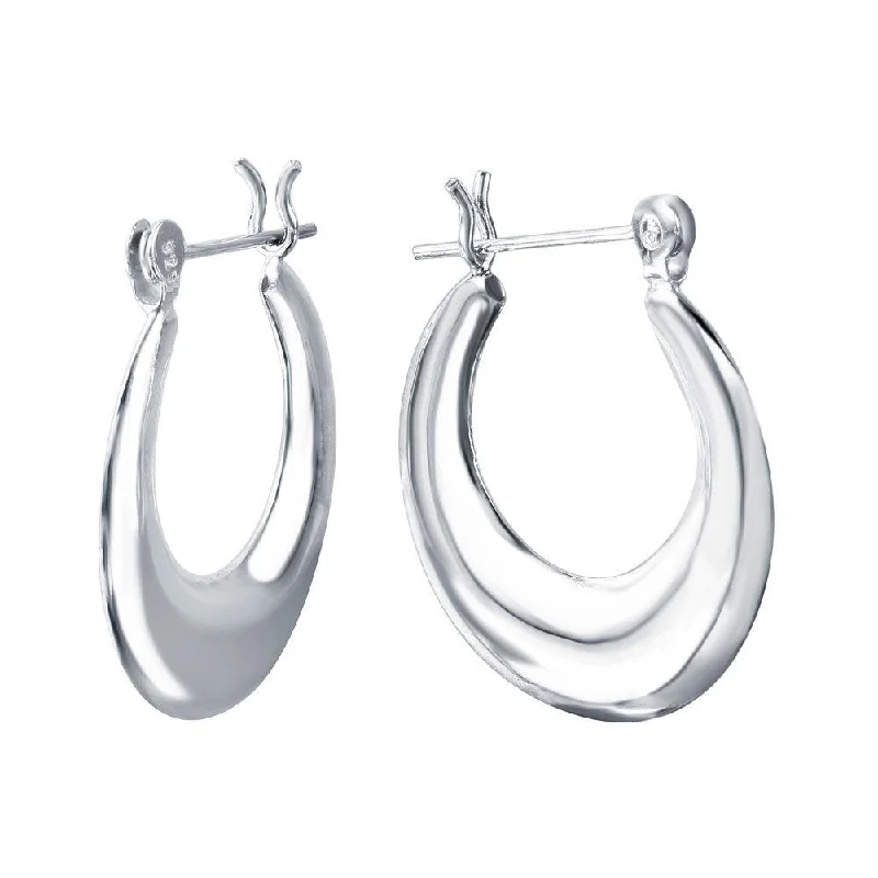 Luxury Stud Earrings-Silver 925 Rhodium Plated Crescent Hoop Earrings - STE00726