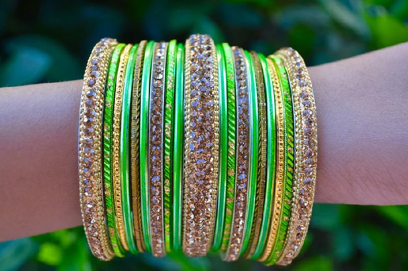 Modern Silver Bangles-Banana Green Bangles