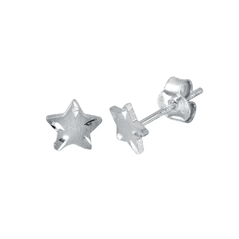 Small Hoop Earrings-Rhodium Plated 925 Sterling Silver DC Star Earrings - ECE00038RH