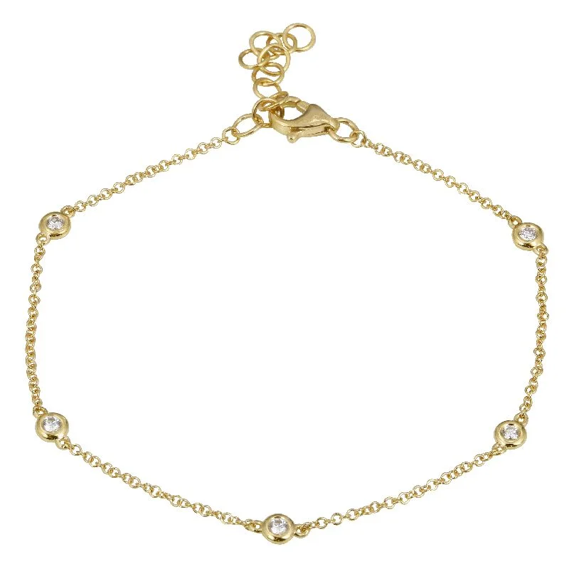 Dainty Gold Bracelets-14K Gold Diamond Station Bracelet