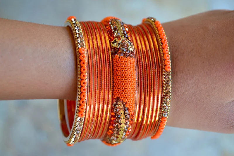 Charm Bangles-Orange Star Bangles