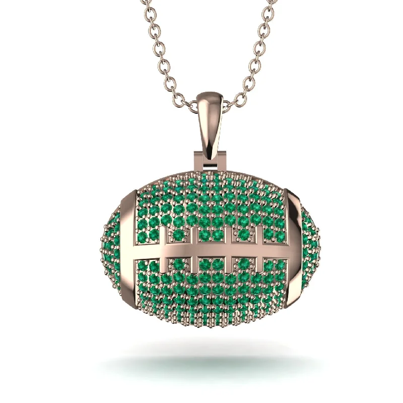 Designer Gold Necklaces-American Football Emerald Necklace - Jeremy No. 5