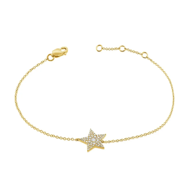 Trendy Wedding Bracelets-14K Gold Star Chain Bracelet with Diamonds