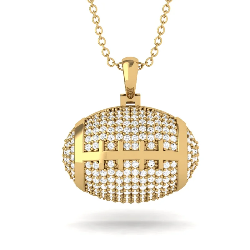 Stylish Gold Necklaces-American Football Diamond Necklace - Jeremy No. 1