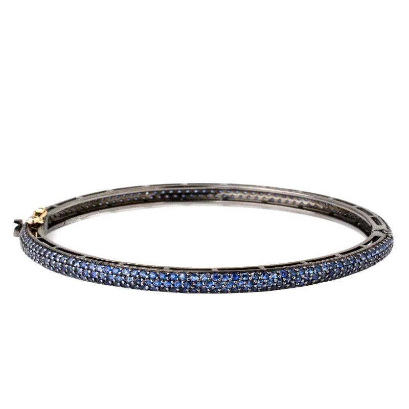 Unique Gold Bangles-Sapphire Bangle 3-Row