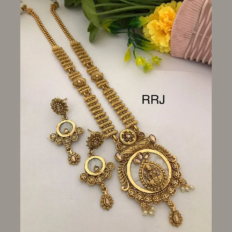 Custom Name Pendant Necklaces-FS Collection Gold Plated Pota Stone Temple Necklace Set