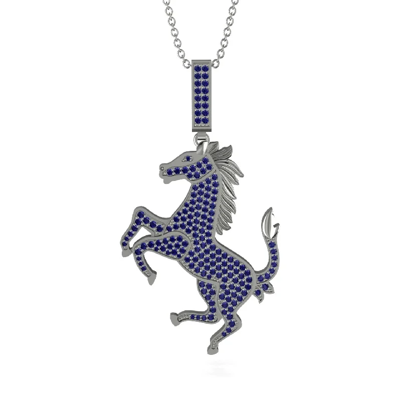 Diamond Choker Necklaces-Sapphire Horse Necklace - Douglas No. 15