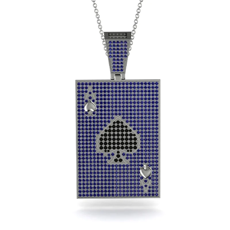 Romantic Crystal Necklaces-Ace Of Spades Sapphire Card Necklace - Tyler No. 69