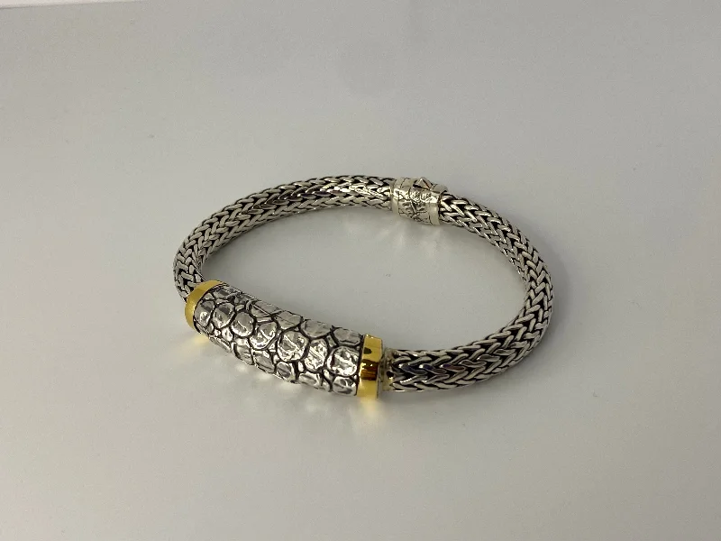 Bohemian Style Bracelets-Gold and Silver Bracelet with Crocodile Motif