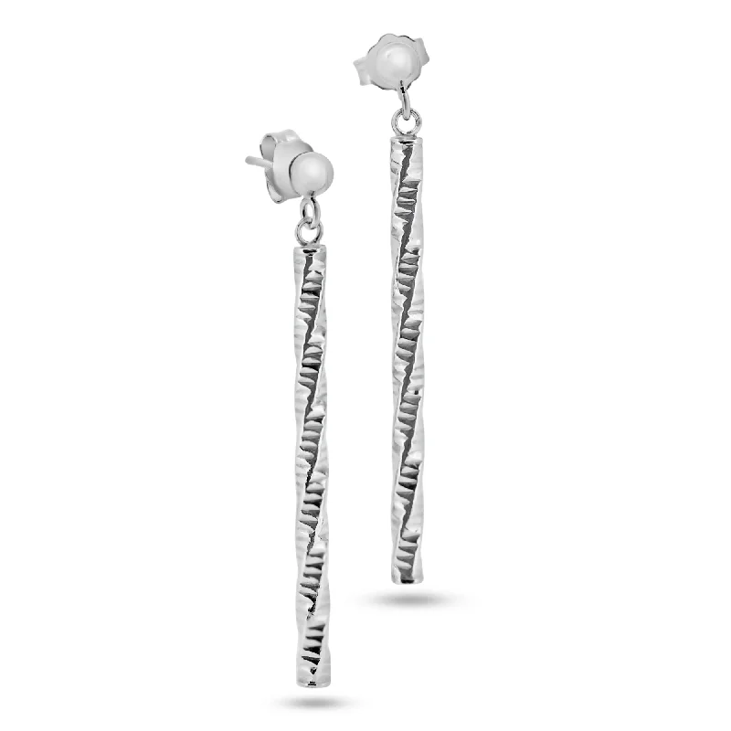 Artistic Pearl Earrings-Rhodium Plated 925 Sterling Silver DC Dangling Earrings - ARE00036RH