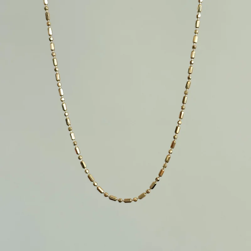 Beautiful Diamond Necklaces-Everyday Bar and Bead Chain Necklace / Bracelet, Solid 14k Gold