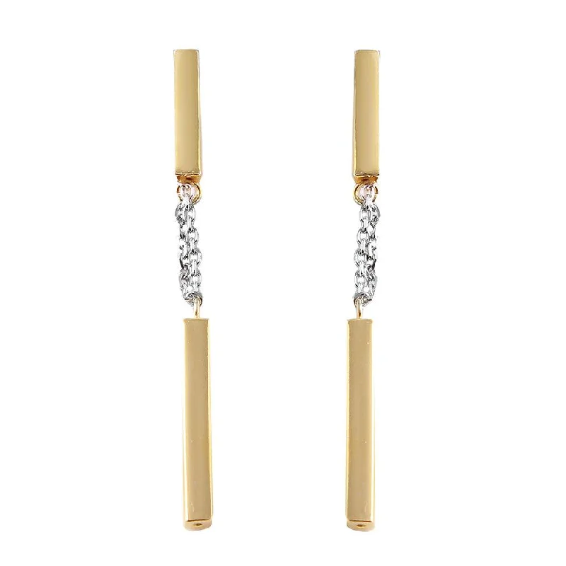 Crystal Hoop Earrings-Silver 925 Gold Plated Danging Bar Earrings - ITE00072GP