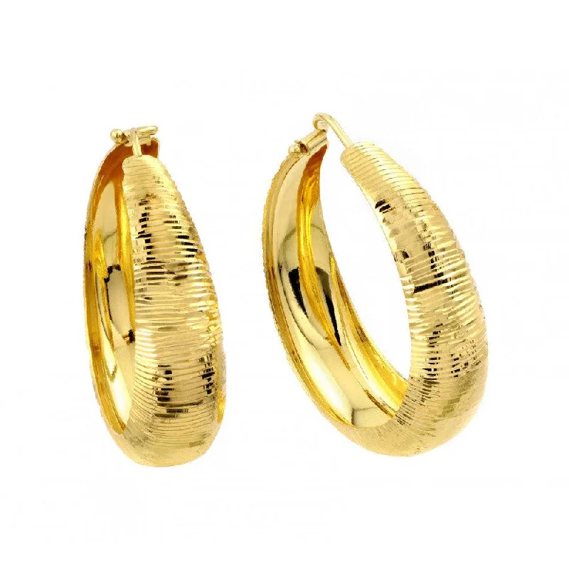 Colorful Earrings for Weddings-Silver 925 Gold Plated Hoop Earrings - ITE00080GP