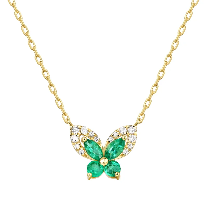 Stylish Adjustable Necklaces-EMERALD BUTTERFLY NECKLACE