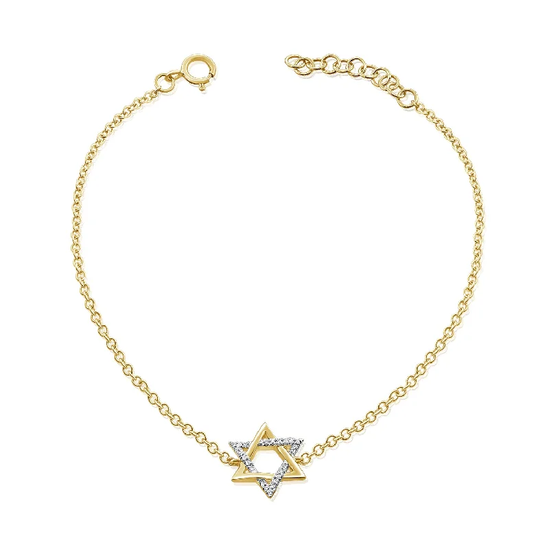 Unique Wedding Bracelet Sets-Diamond Star of David Chain Bracelet