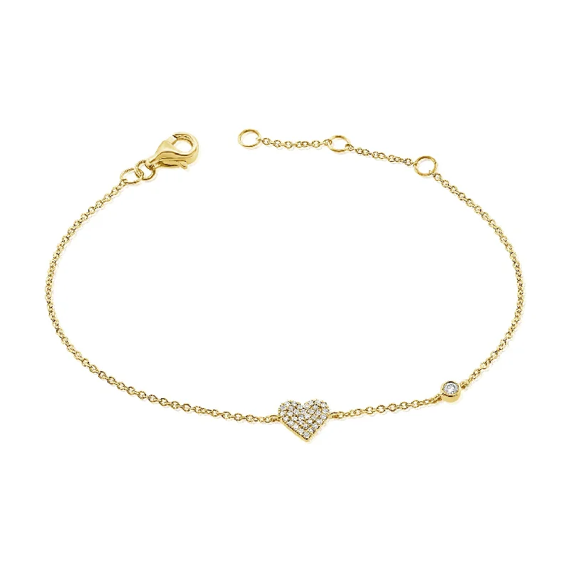 High-Quality Gold Bracelets-14K Gold Heart Love Bracelet with Diamonds