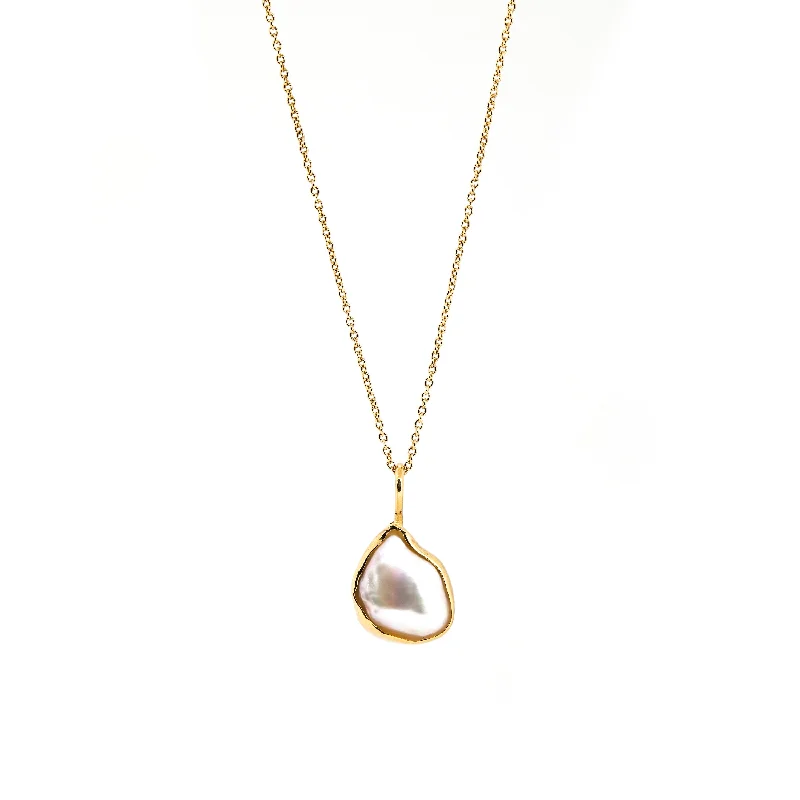 Handcrafted Gemstone Necklaces-Pearl Outline Pendant / Necklace, Solid Gold