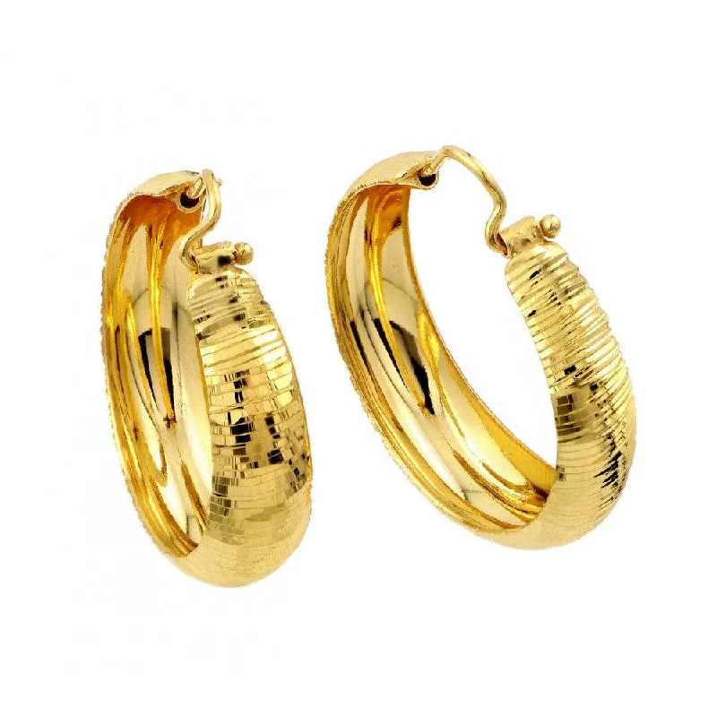 Simple Hoop Earrings for Women-Silver 925 Gold Plated Hoop Earrings - ITE00078GP