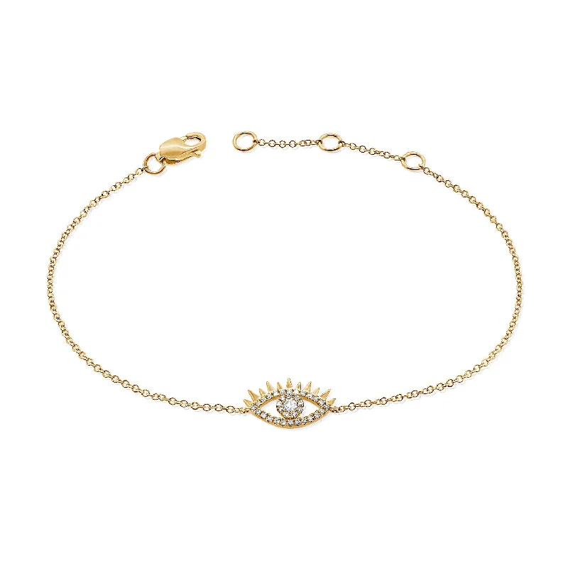 Simple Silver Chain Bracelets-14K Gold Evil Eye Chain Bracelet with Diamonds