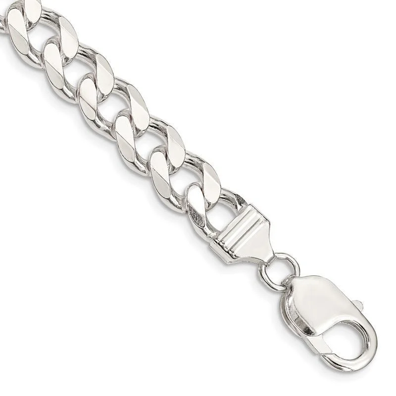 Stunning Diamond Bracelets-Sterling Silver 9mm Curb Chain Bracelet