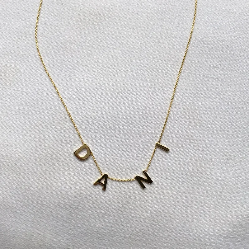 Bold Gold Necklaces-Multiple Initials Necklace, Solid 18k Gold