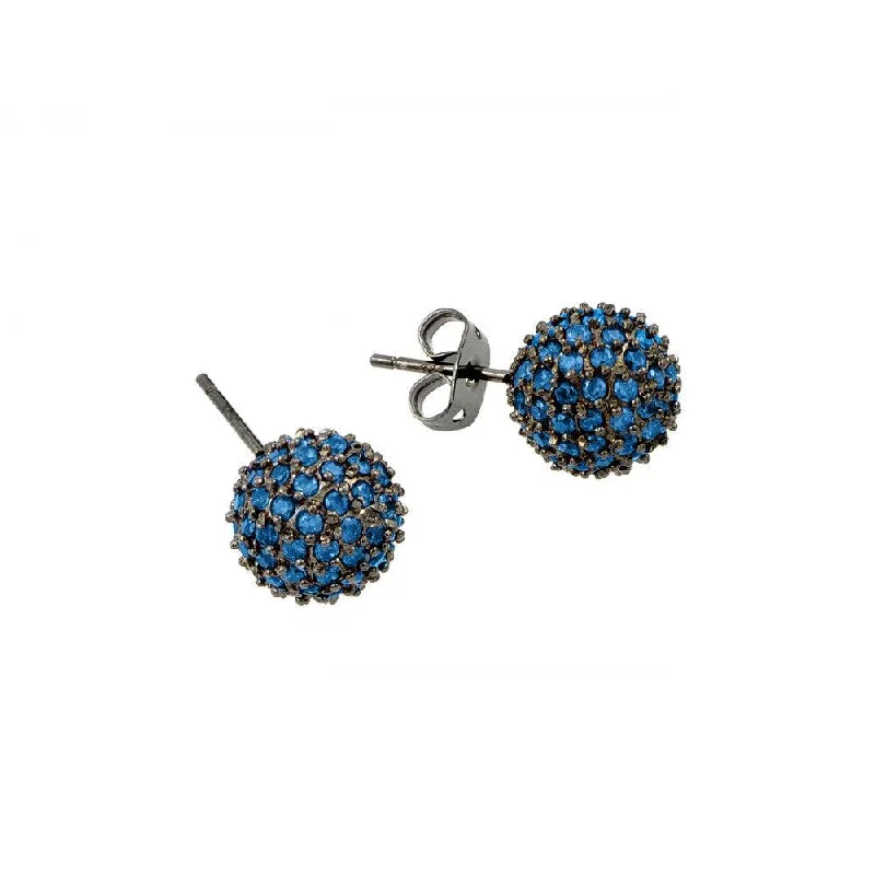 Cute Stud Earrings-Clearance-Silver 925 Rhodium Plated Blue CZ Stud Earrings - BGE00371BLU