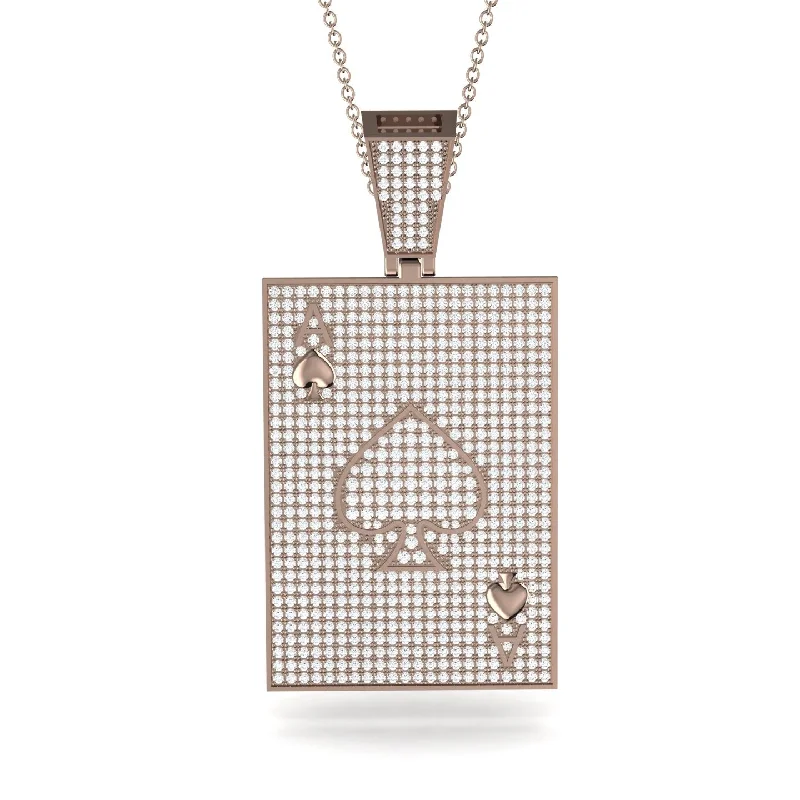 Simple Silver Necklaces-Ace Of Spades Diamond Card Necklace - Tyler No. 2