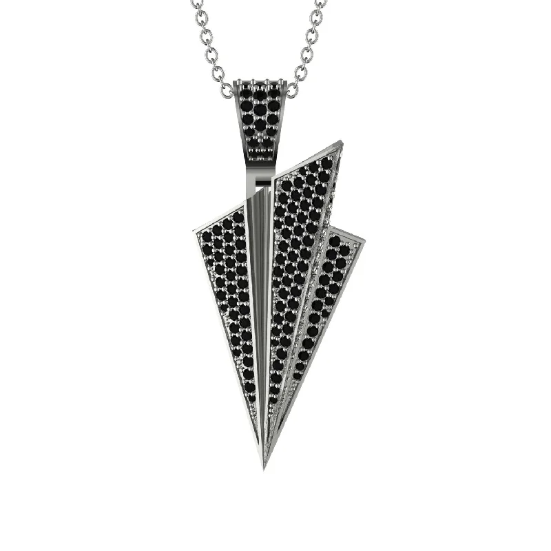 Delicate Gold Necklaces-Paper Airplane Black Diamond Necklace For Men - Walter No. 9