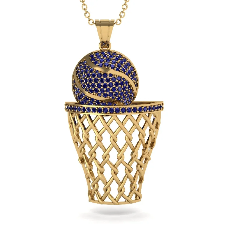 Luxury Name Necklaces-Basketball Sapphire Necklace For Men - Kyle No. 13