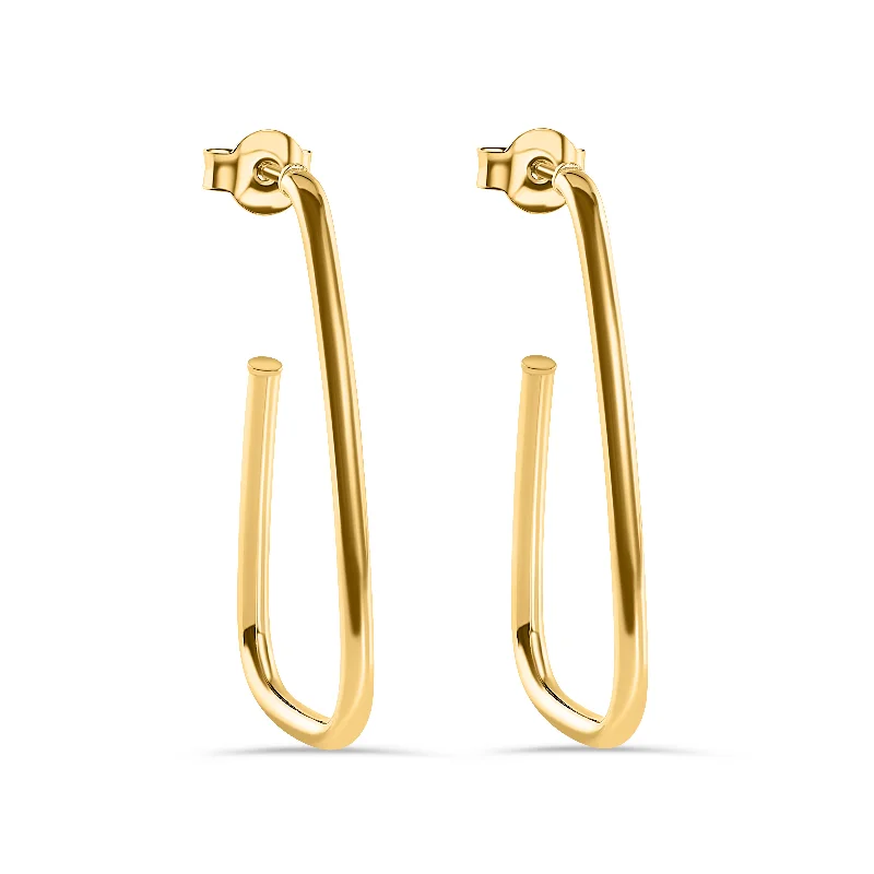 Elegant Dangle Earrings-Gold Plated 925 Sterling Silver Semi Triangle 34mm Stud Earring - ARE00045GP