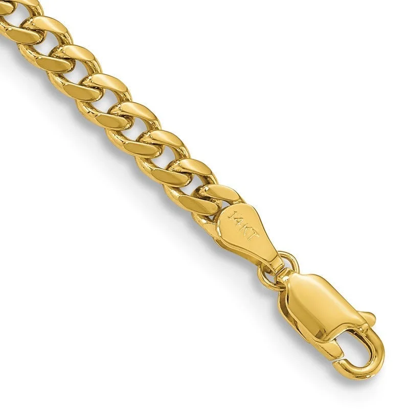 Elegant Crystal Bracelets-14K 4.25mm Solid Miami Cuban Link with Lobster Clasp Bracelet