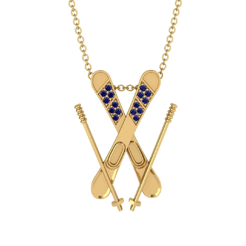 Custom Diamond Necklaces-Skis Sapphire Necklace - Zachary No. 13