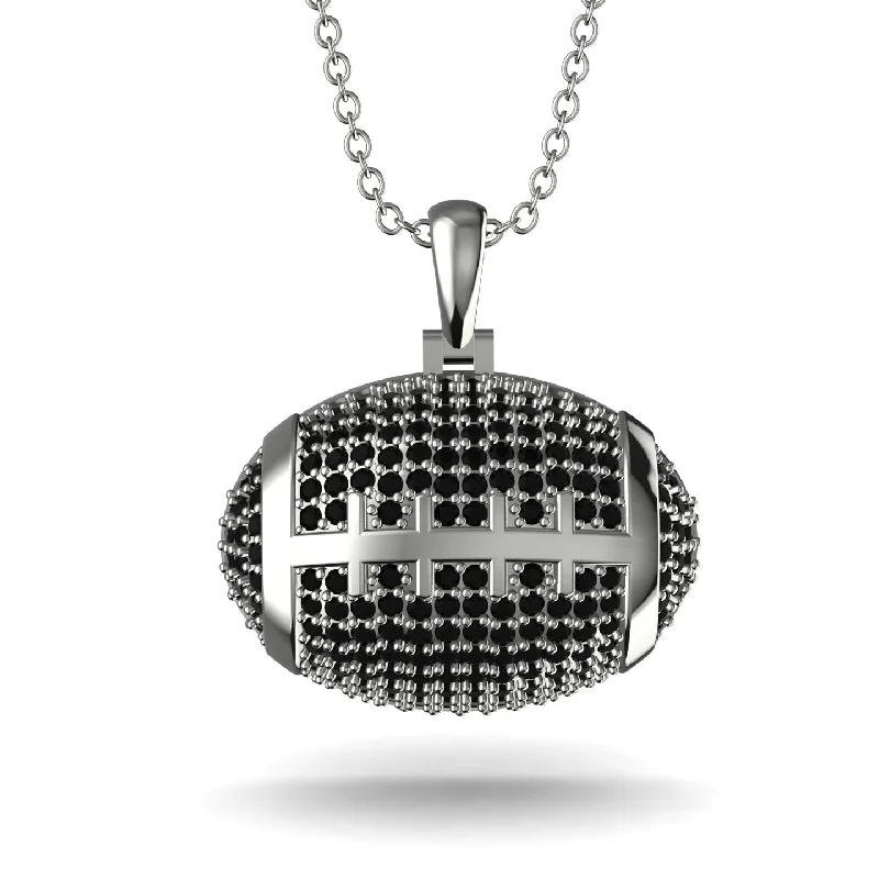 Elegant Diamond Necklaces-American Football Black Diamond Necklace - Jeremy No. 9