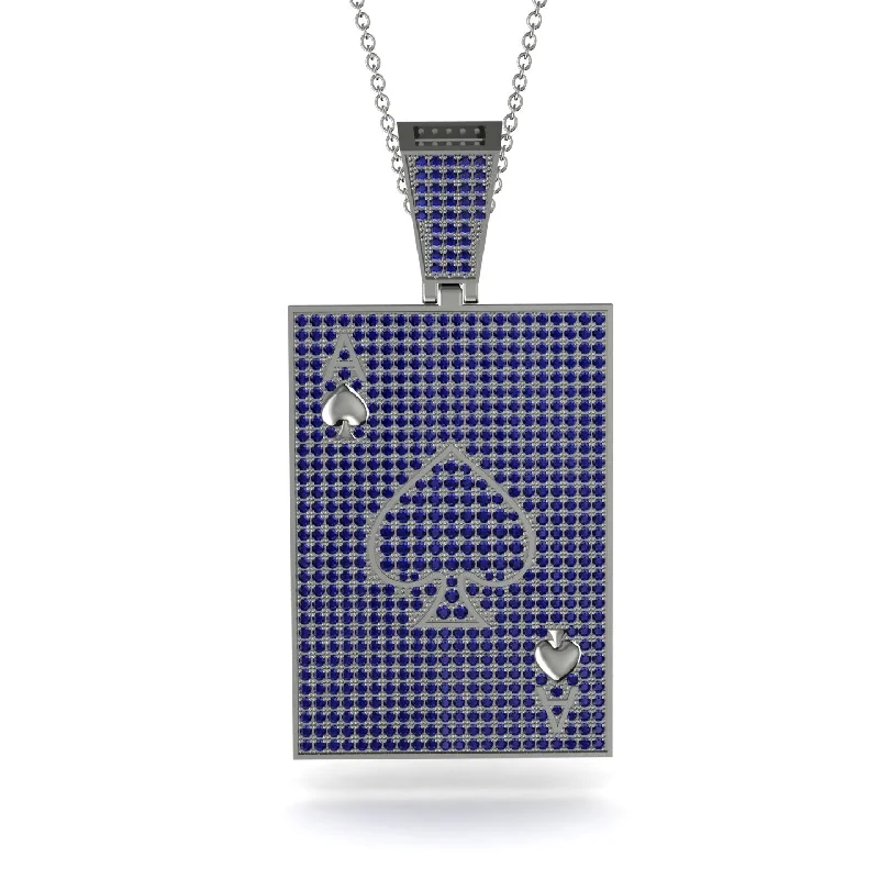 Unique Heart Pendant Necklaces-Ace Of Spades Sapphire Card Necklace - Tyler No. 75