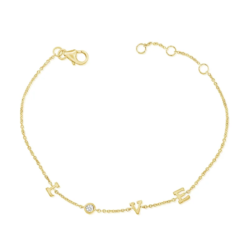 Gemstone Link Bracelets-14k Gold Love Bracelet with Diamonds