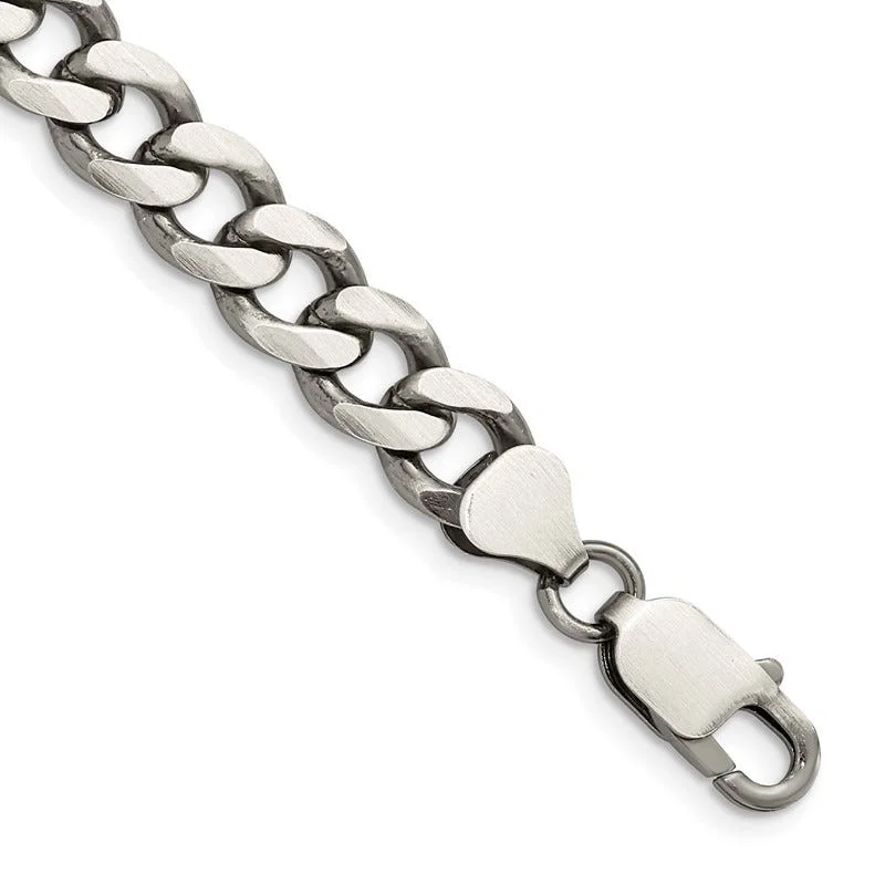 Sparkling Tennis Bracelets-Sterling Silver Antiqued 8mm Curb Chain Bracelet