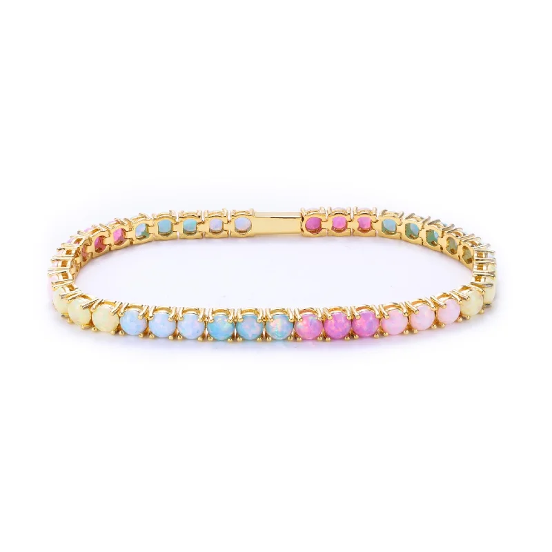 Gold Bracelet Sets-Opal Ombre Riviera Bracelet