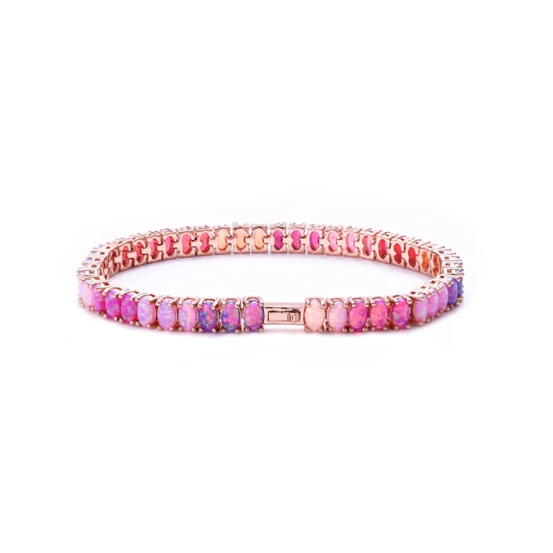 Classic Cuff Bracelets-Rose Gold Pink Ombre Candy Bracelet