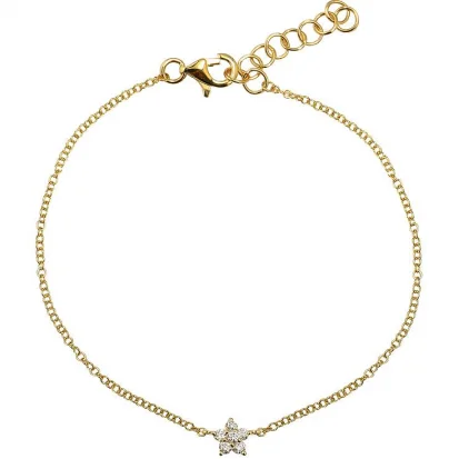 Beautiful Gold Link Bracelets-14K Diamond Star Bracelet