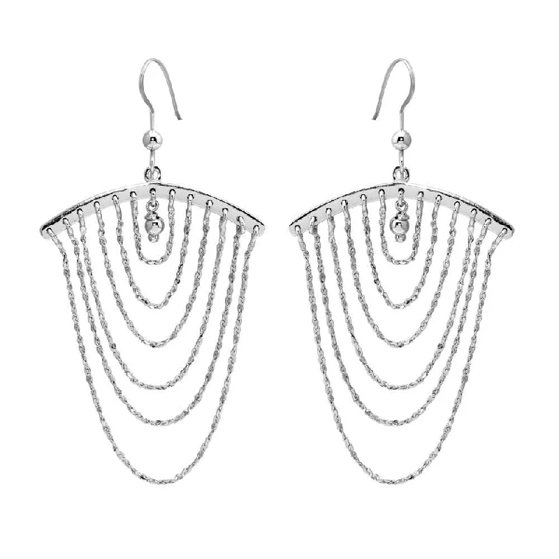 Elegant Drop Earrings-Rhodium Plated 925 Sterling Silver Dangling Chain Earrings - SOE00019