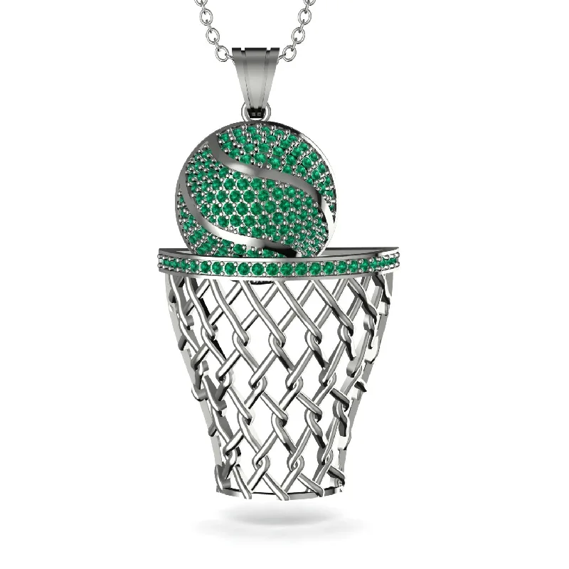 Stylish Adjustable Necklaces-Basketball Emerald Necklace For Men - Kyle No. 6