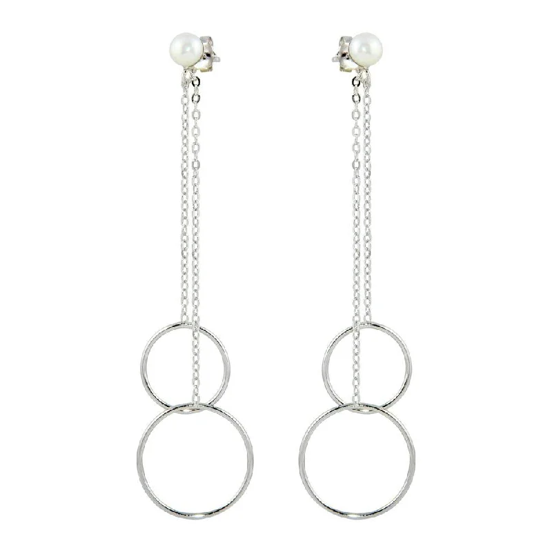 Fine Gold Earrings-Rhodium Plated 925 Sterling Silver Dangling Front and Back Dangling Earrings - STE01096