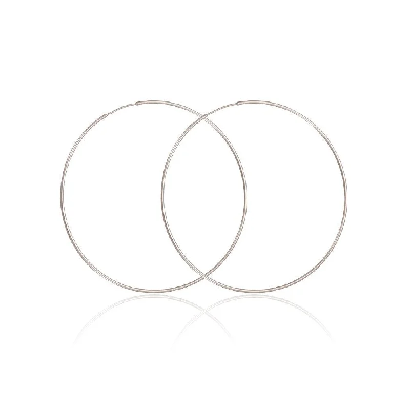 Simple Gold Hoop Earrings-Silver 925 High Polished Endless Hoop Earrings 1.5mm - HP06-1.5