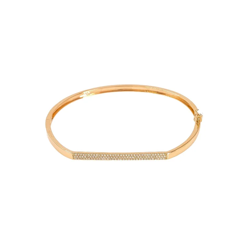 Simple Silver Bangles-14K Rose Gold Diamond Bangle W/ VS Diamonds & Flat Encrusted Facet