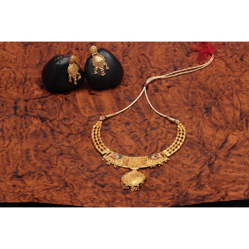 Stylish Gold Necklaces-Darshana Jewels Gold  Plated Meenakari Necklace Set