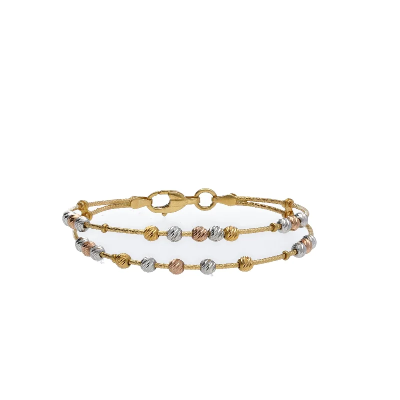 Elegant Adjustable Bangles-22K Multi Tone Gold Baby Bangle W/ White, Yellow & Rose Gold Rope Accents