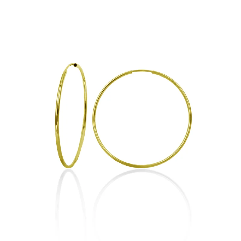 Statement Gemstone Earrings-14E00361 - 14 Karat Yellow Gold 1mm Wire Hoop Earrings