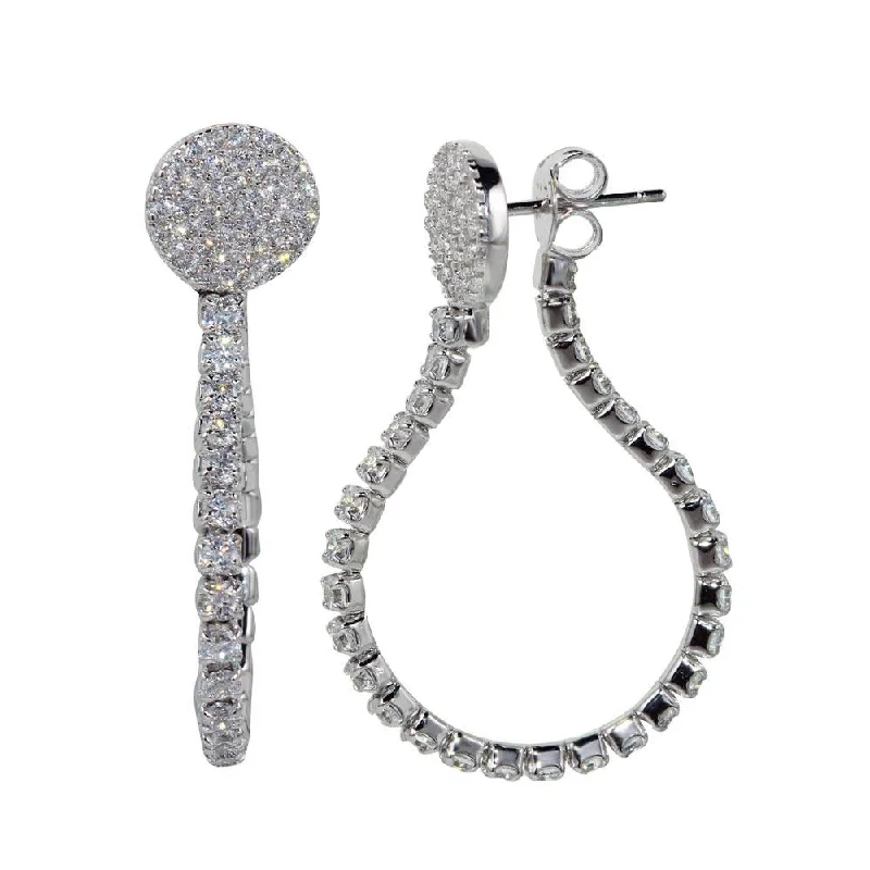 Diamond Stud Earrings-Rhodium Plated 925 Sterling Silver Flexible Tennis Earrings with CZ - BGE00584