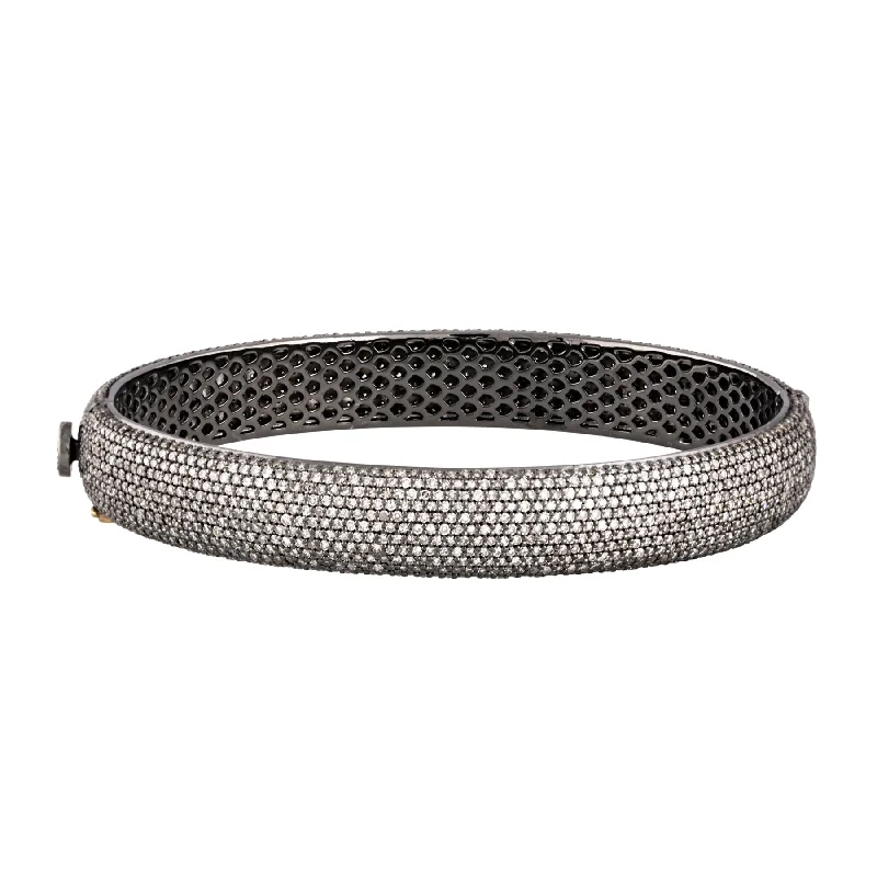 Ethnic Style Bangles-Large White Diamond Oval Bangle